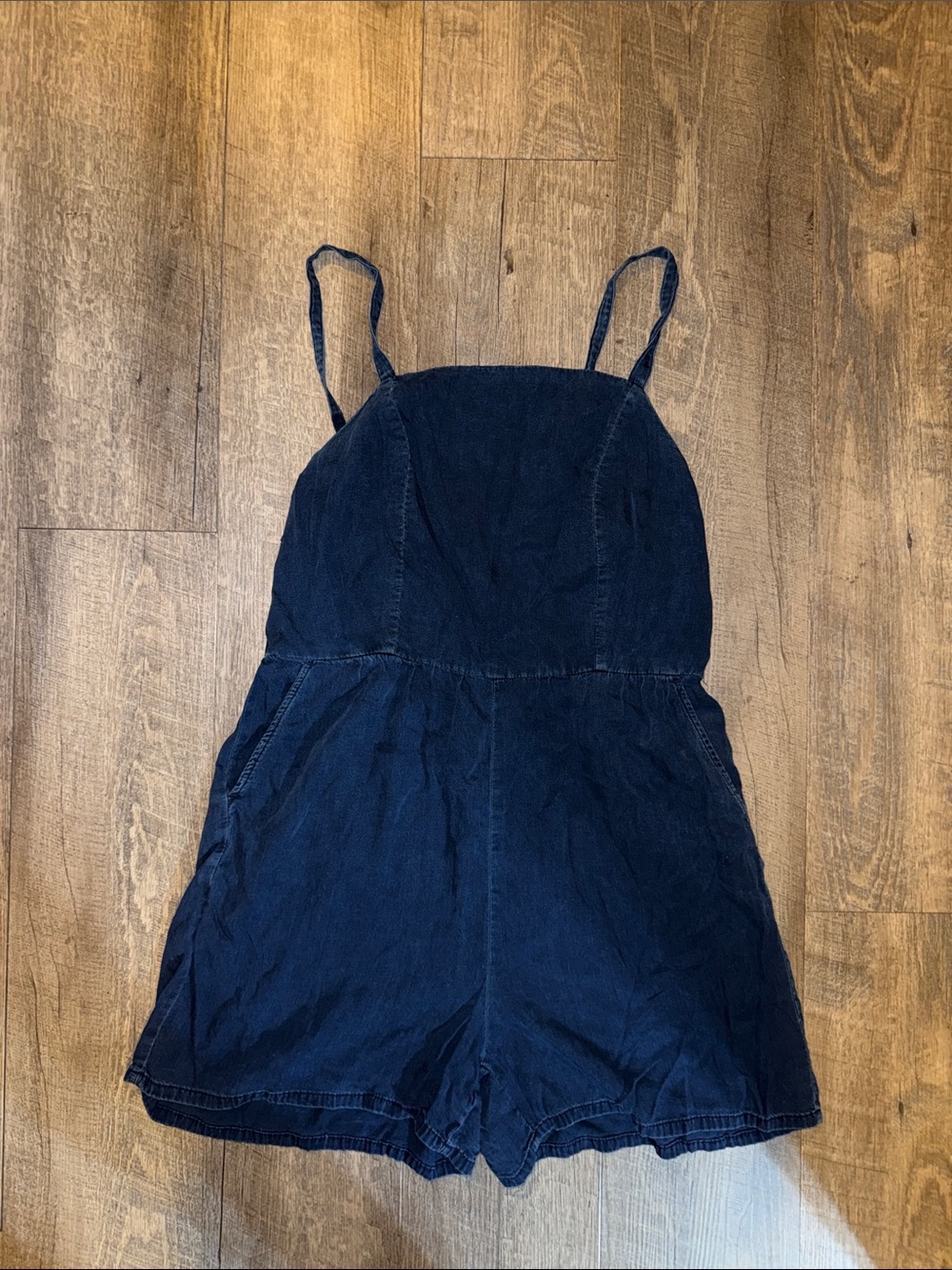 Old Navy Navy Denim Romper with Adjustable Straps